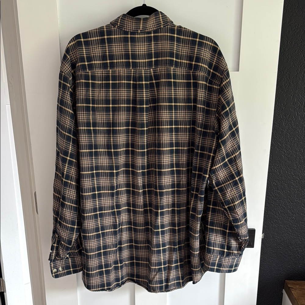 L.L. Bean Men’s Casual 100% Cotton Button Down Shirt Blue and Tan Size XL - Picture 4 of 4